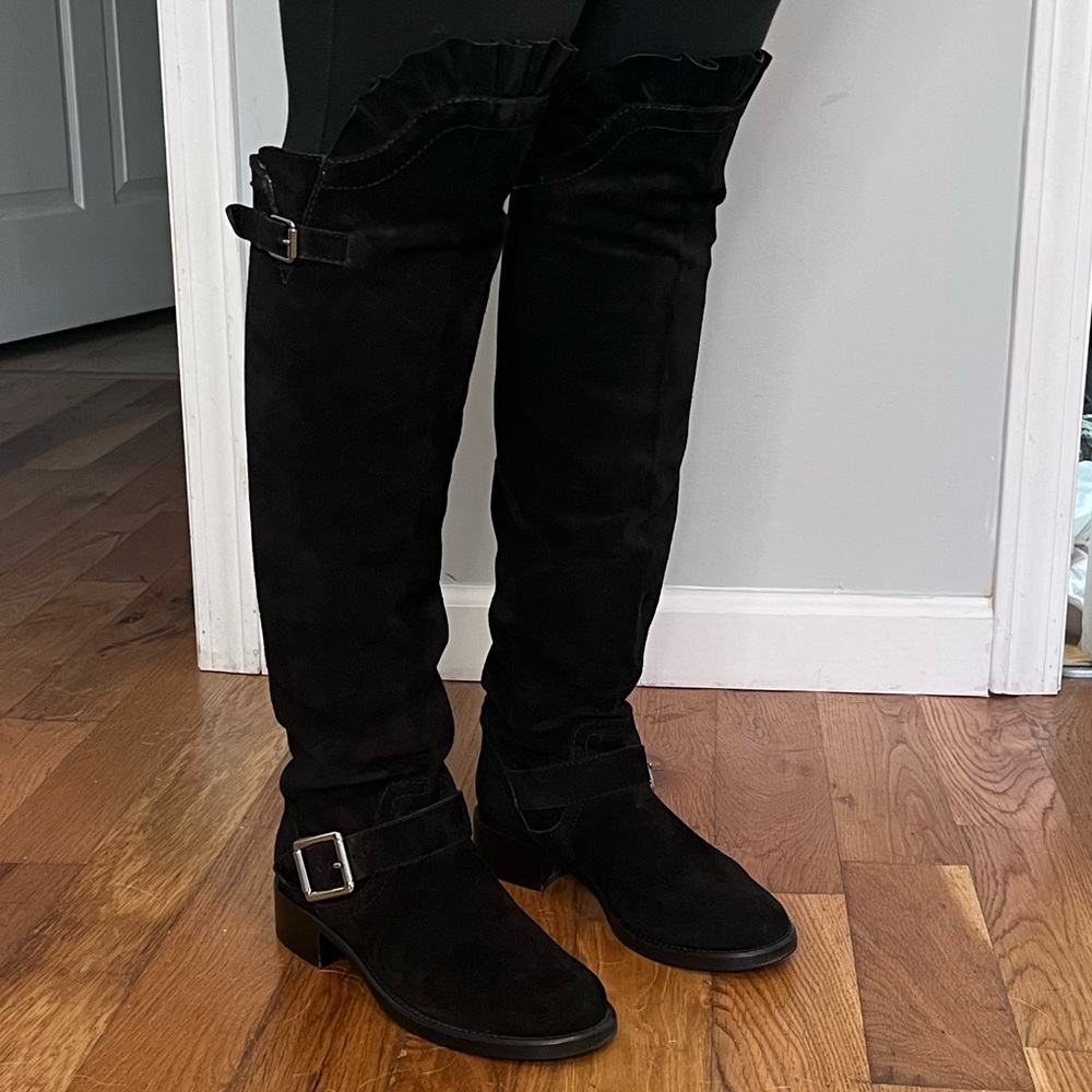 VALINTINO SUEDE RUFFLE OVER THE KNEE BOOT - Picture 7 of 16